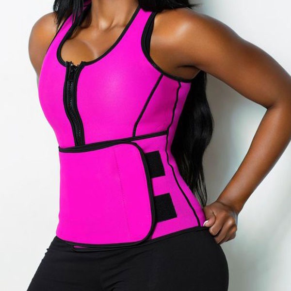 thumbnail image 2 of Perfect Sculpt Sleeveless Weight Loss Sauna Sweat Vest - Black/Pink, XS-4XL 2 of 2